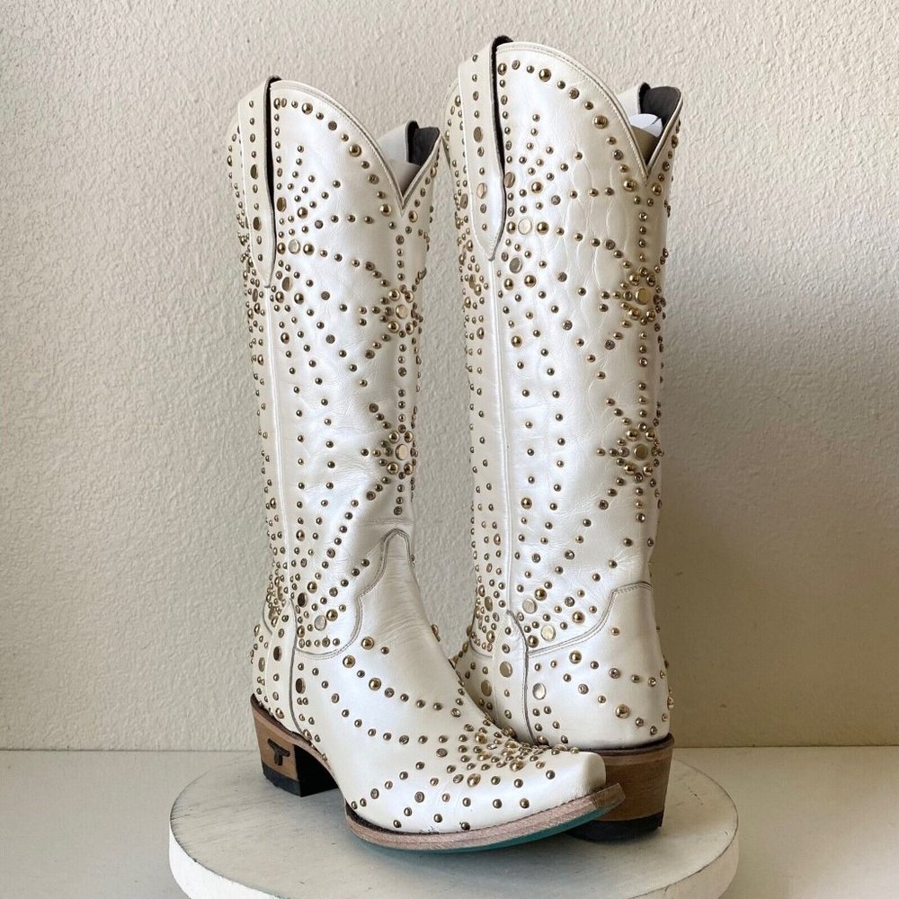 NEW Lane Sparks Fly Western Boots 7.5 Pearl Bling Snip Toe Cowboy Wedding Eras